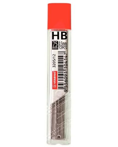 Графити за автоматичен молив Stabilo – HB, 0.5 mm, 12 броя - 1